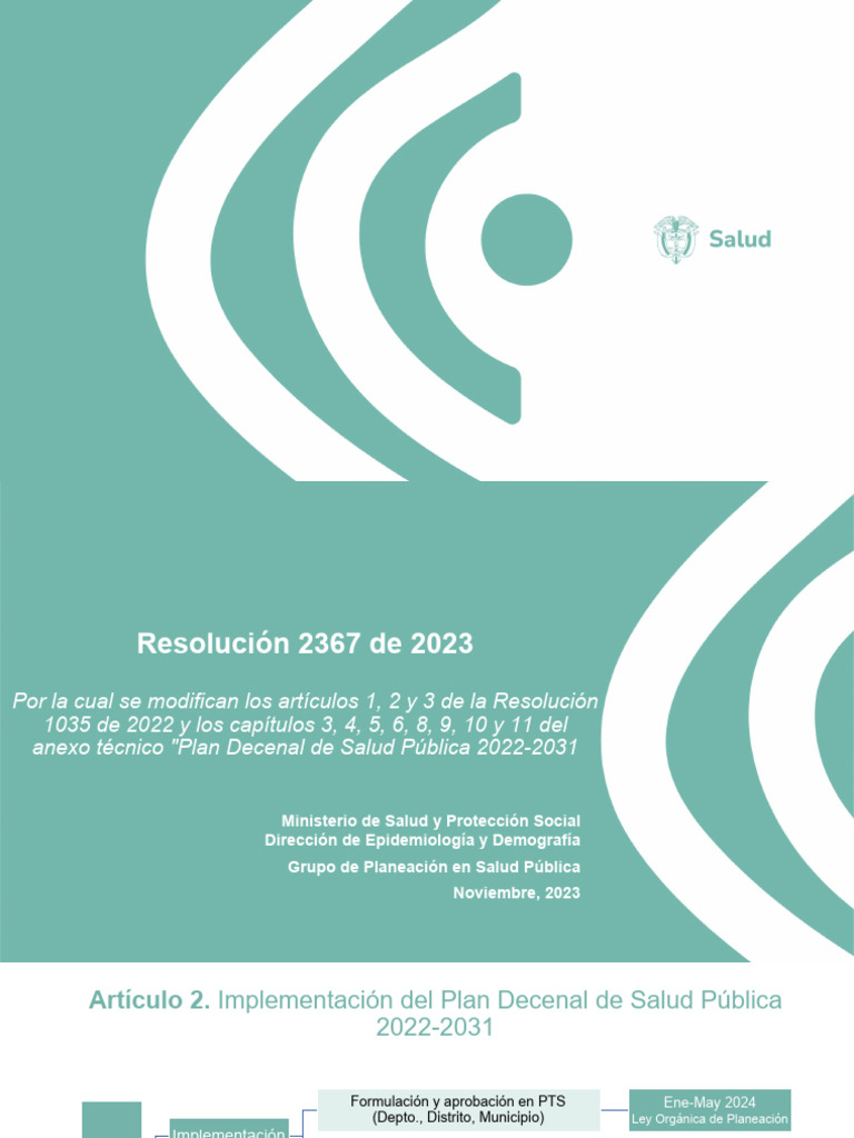 Presentacion Resolucion 2367 de 2023 Ajustada | PDF | Salud pública ...