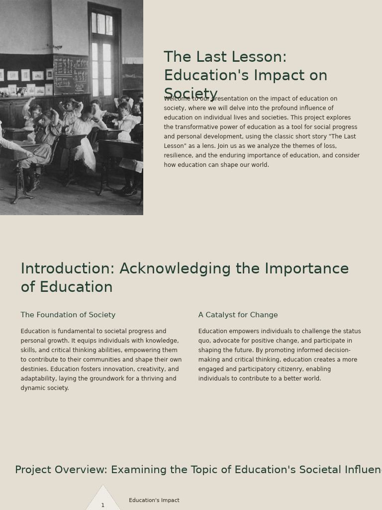 Class 12 Project The Last Lesson Educations Impact On Society | PDF ...