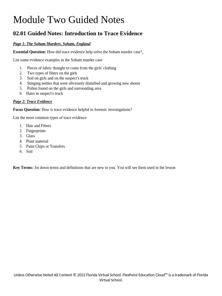 Copy of guided notes trace evidence 1 pdf cell biology eukaryotes