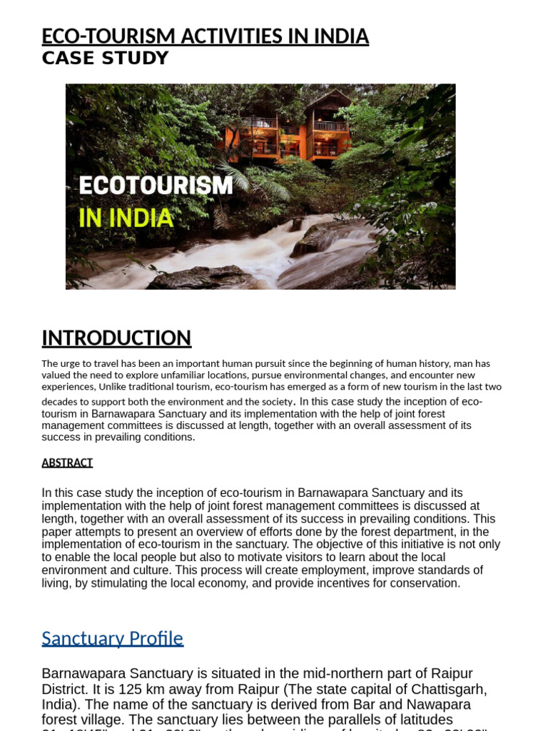 Eco-Tourism Activities in India | PDF