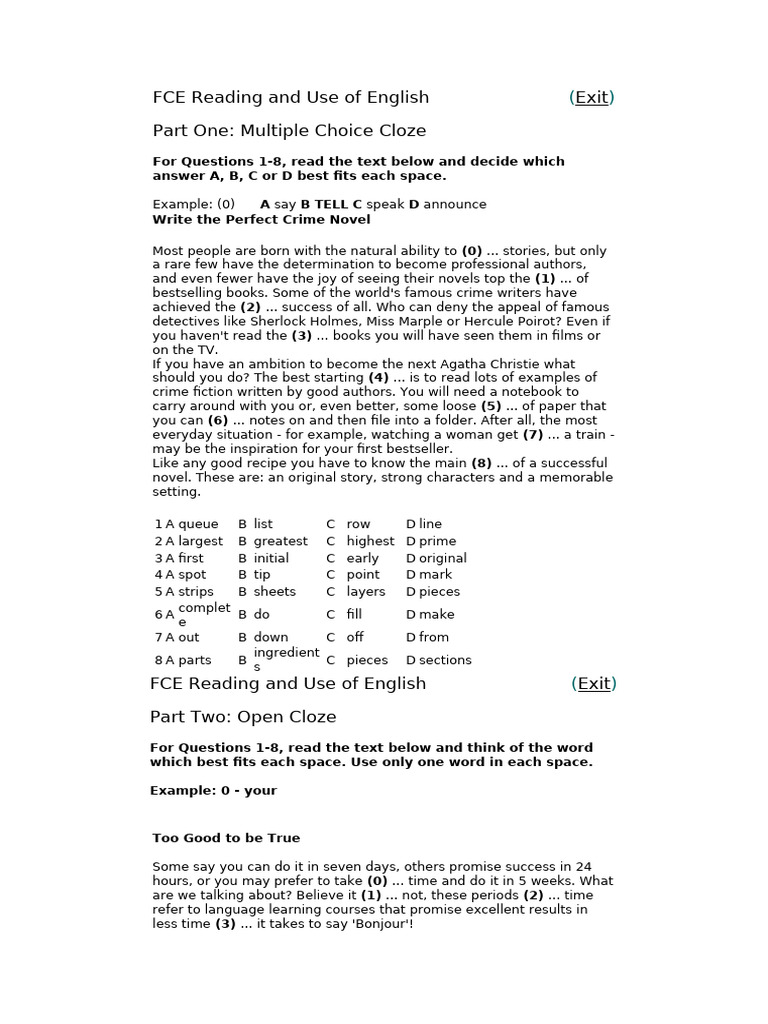 FCE Reading and Use of English Practice | PDF | Crime Fiction | Crime ...