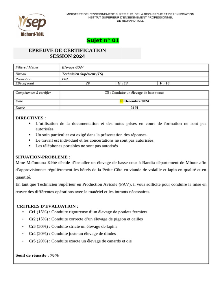 Epreuve N°01 Pour La Certification de PAV (Stabilisée) | PDF ...