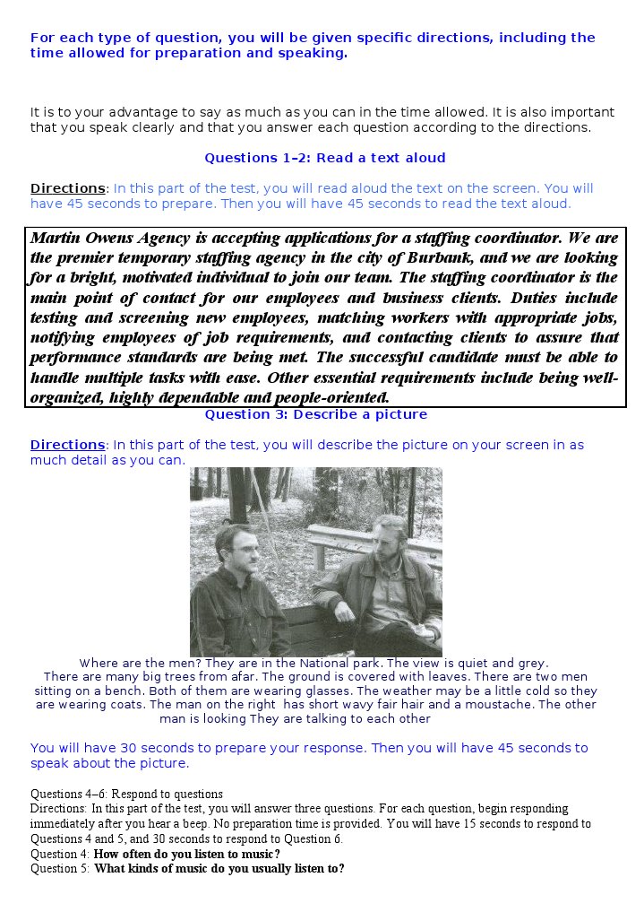 Speaking Test Instructions and Topics | PDF | Employment | Business