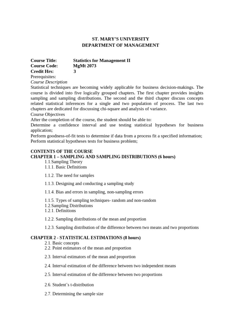 Business Statistics Course Guide | PDF | Statistics | Sampling (Statistics)