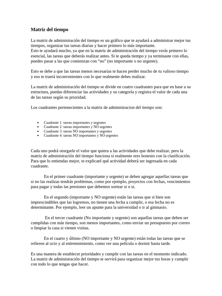 Matriz del tiempo pdf