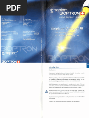 Bioptron Compact III - Operating Instructions | PDF