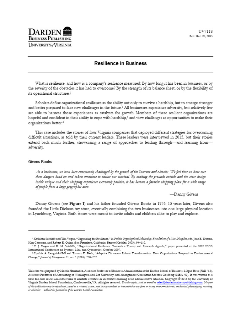 Resilience in Business | PDF | Psychological Resilience | Employment