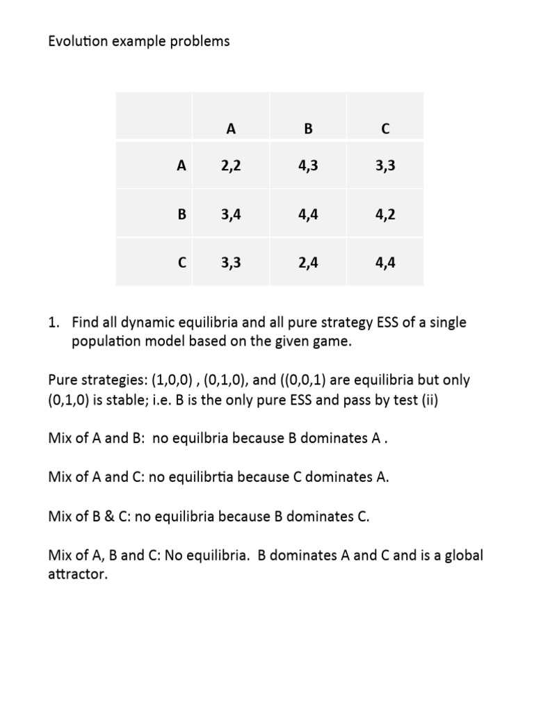 HW Evolution Examples | PDF | Game Theory | Economics Of Uncertainty