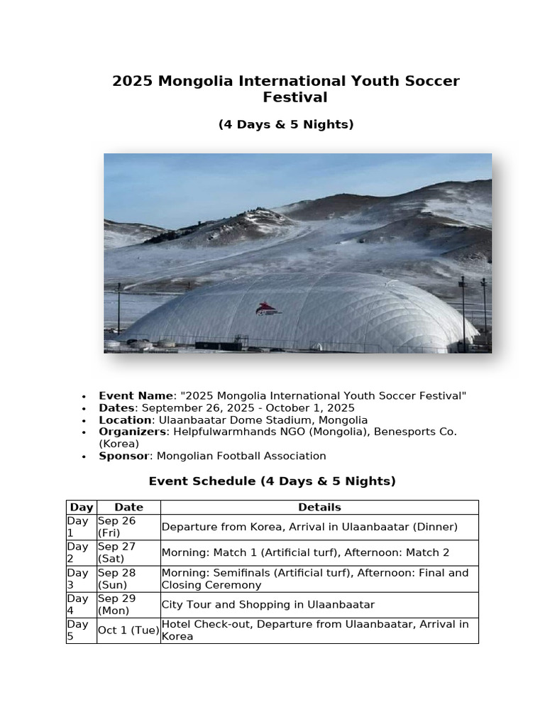 2025 Mongolia International Youth Soccer Festival 1029 | PDF