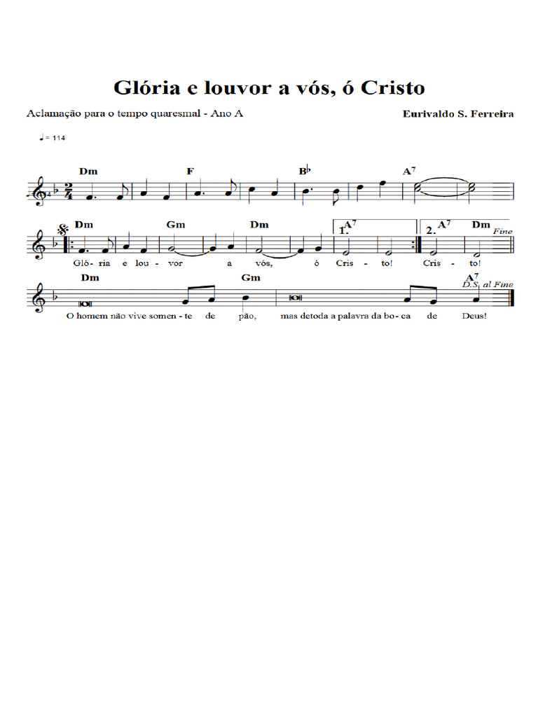 Glória e Louvor A Vós, Ó Cristo | PDF