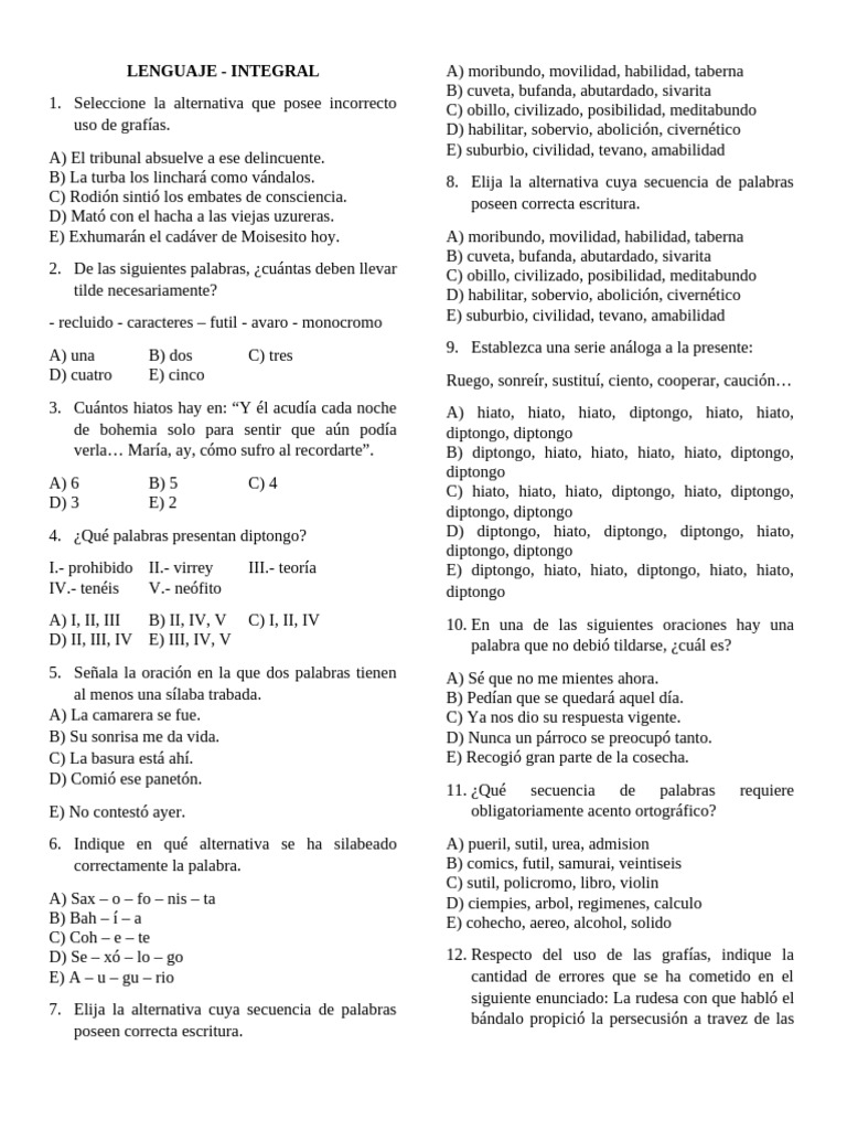 Ejercicios de Lengua y Ortografía | PDF | Fonética | Voz humana