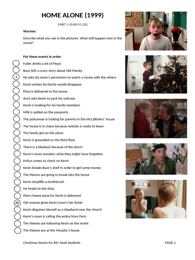 Home Alone Movie Summary and Activities | PDF