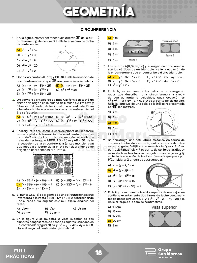 Full Practicas I - Geometría Rpta | PDF | Tangente | Euclides