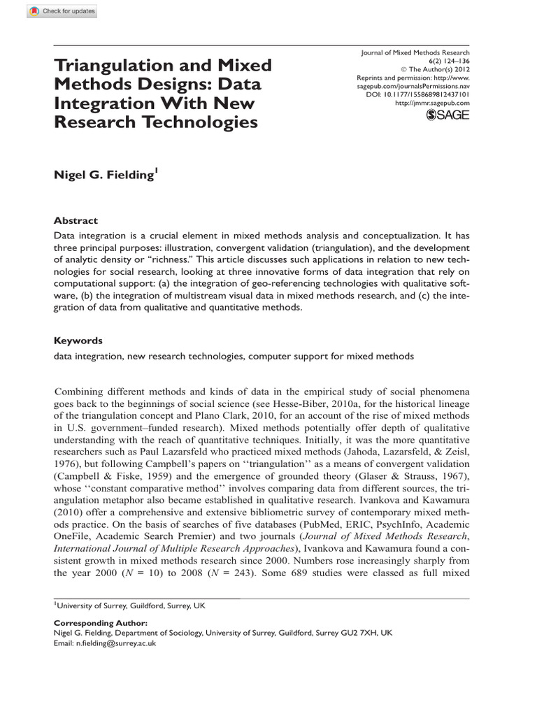 Data Integration in Mixed Methods Research | PDF | Qualitative Research ...