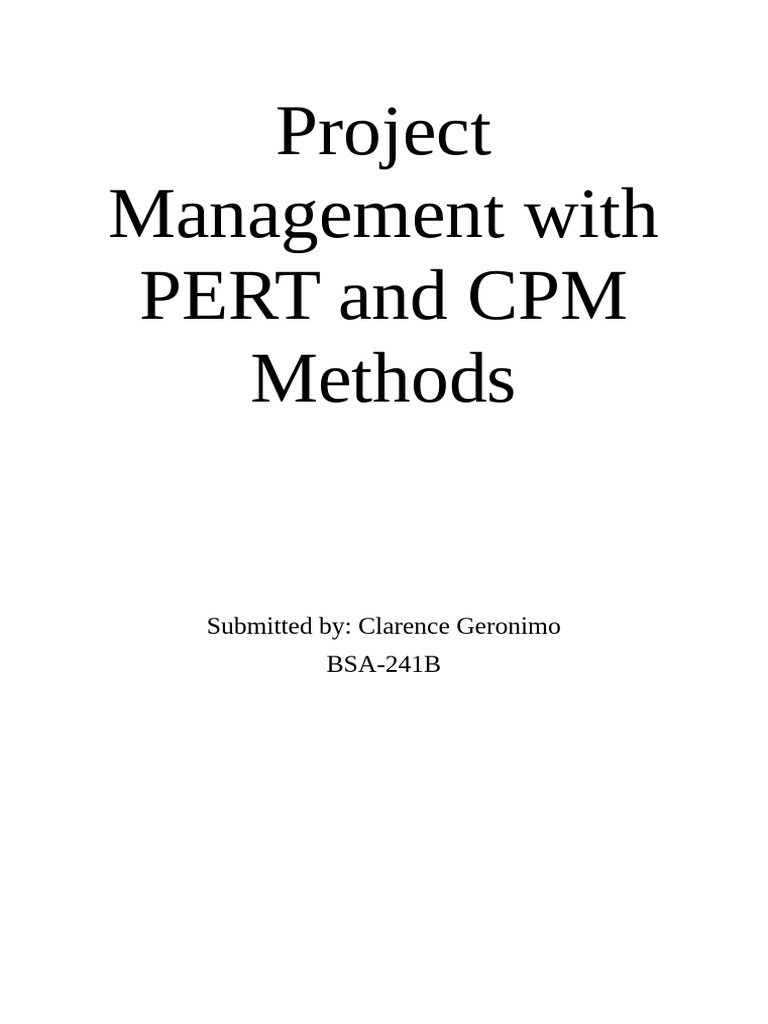 Project Management With PERT and CPM Methods | PDF | Project Management