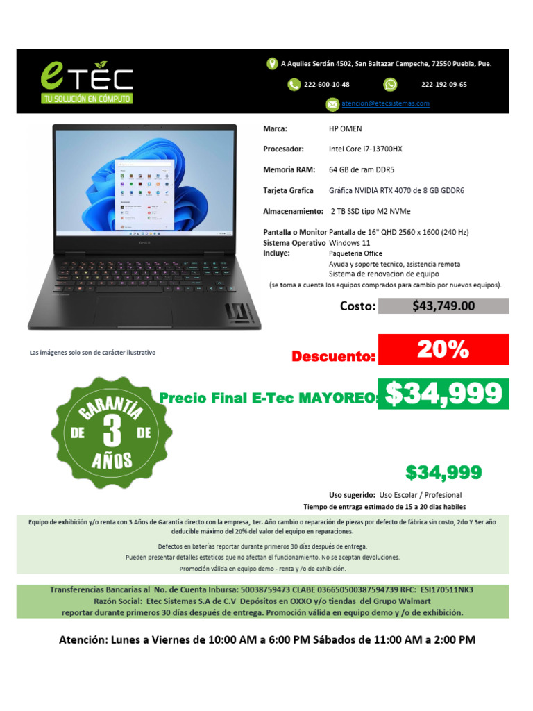 Cotizacion HP Omen | PDF | Hardware de la computadora | Informática