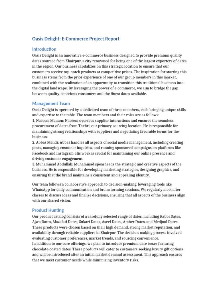 Ecommerce Project Report, Submitted by Muhammad Abdullah, Naseem Memon ...