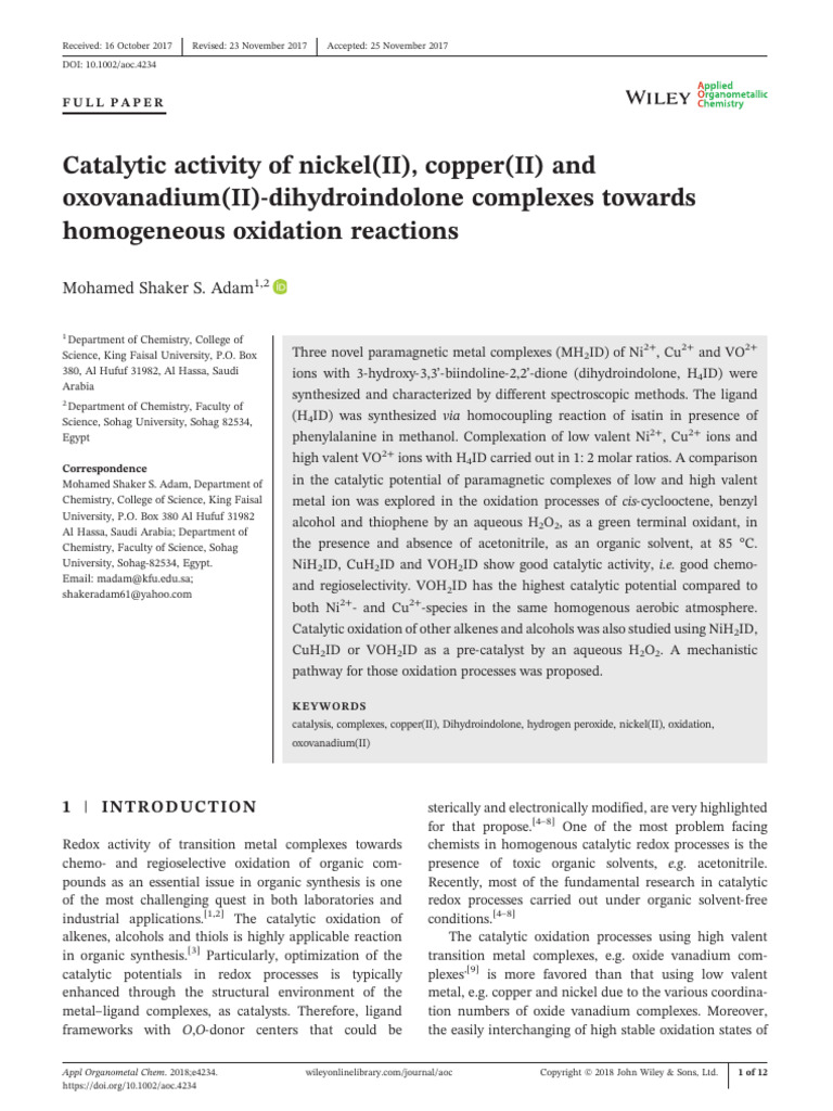 Adam2018 pdf coordination complex catalysis