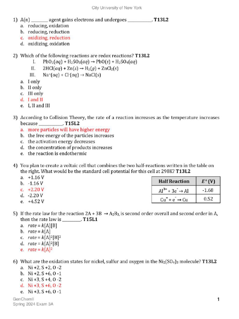 Chem 104 Exam 3 2024 | PDF