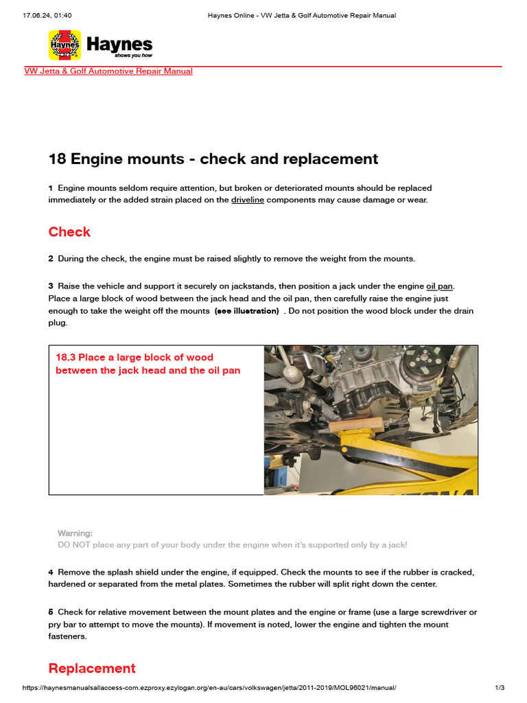 VW Jetta Engine Mount Replacement Guide | PDF | Screw | Vehicles