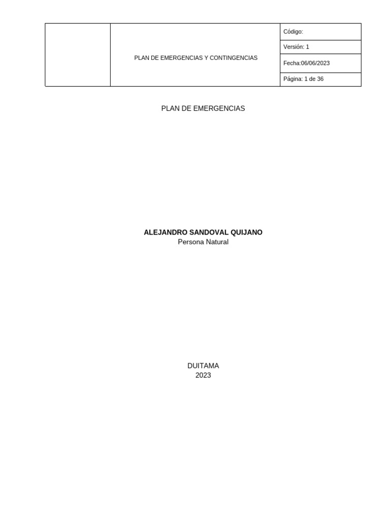 Plan de Emergencias y Contingencias 2023 | PDF | Riesgo