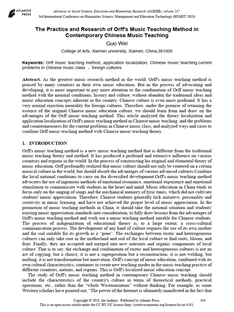 The Practice and Research of Orff's Music Teaching Method in ...
