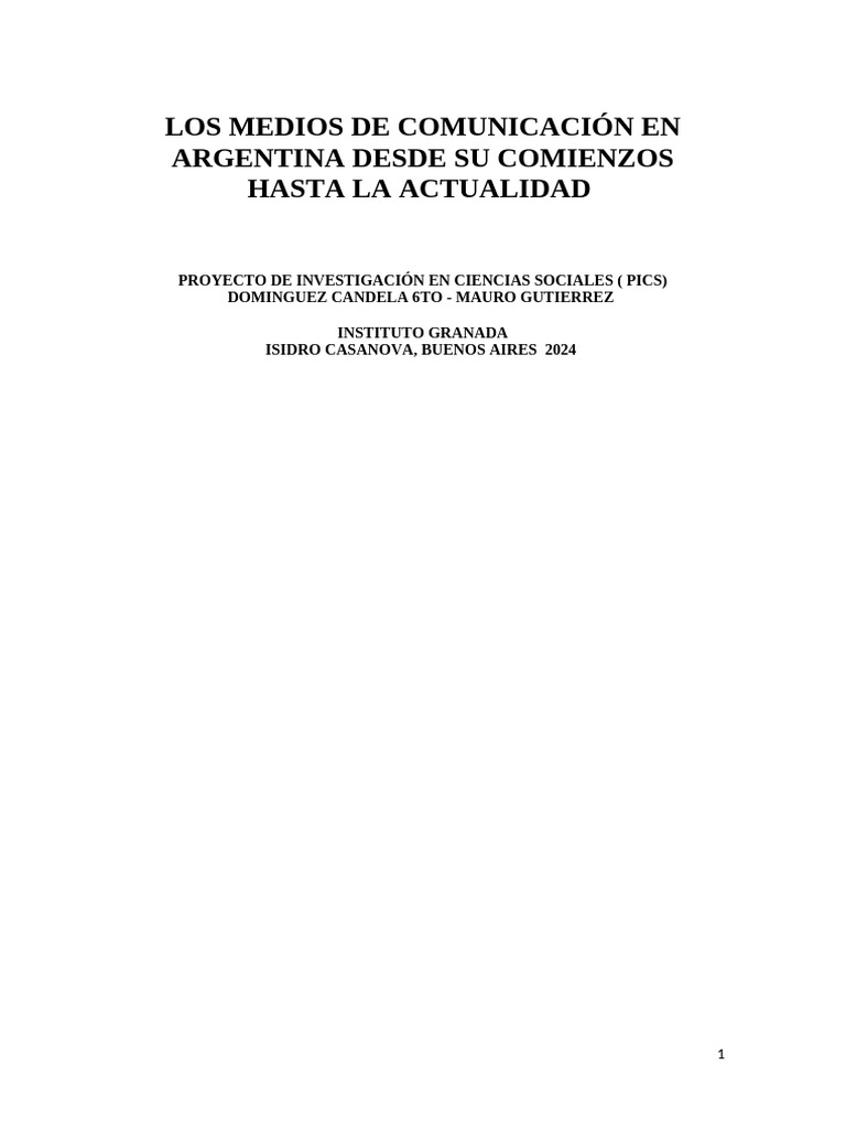 Evolución de los Medios en Argentina | PDF | Medios de comunicación en ...