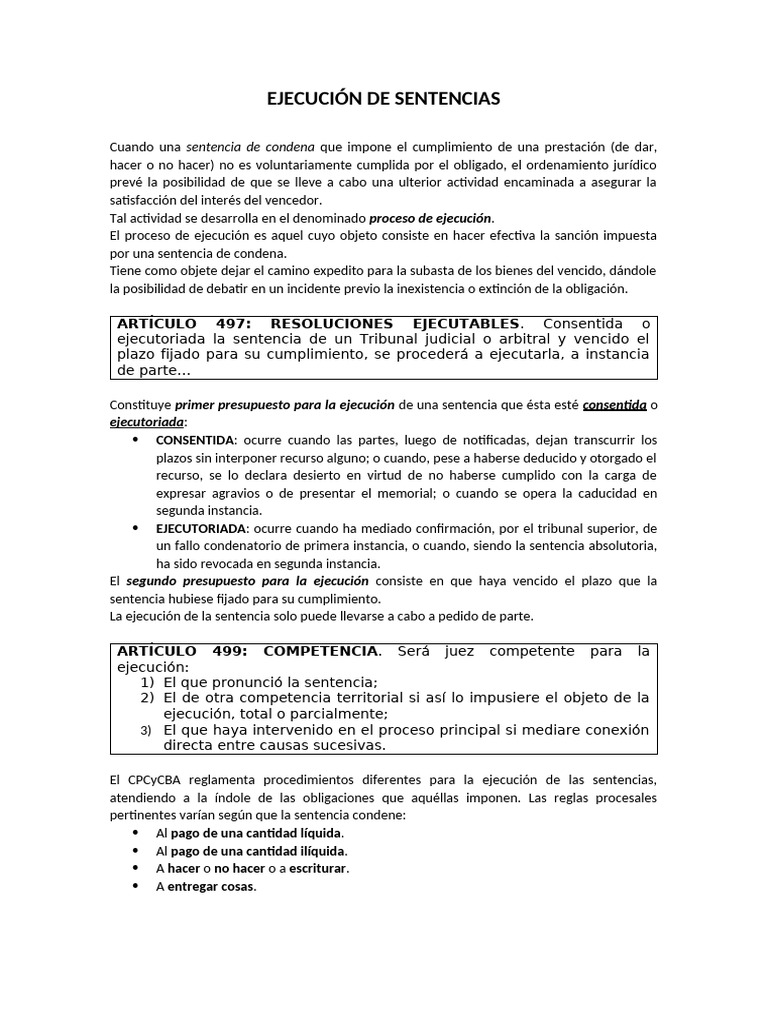 Proceso de Ejecución de Sentencias | PDF | Pagos | Sentencia (ley)