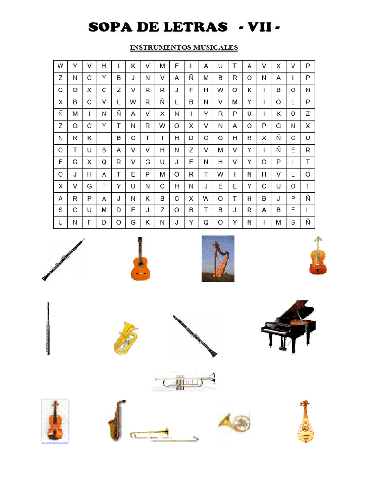 Sopa de Letras VII. Instrumentos Musicales | PDF