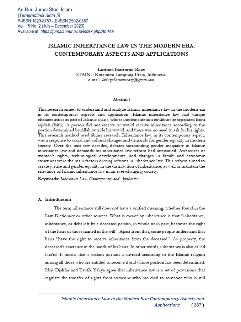 Modern Islamic Inheritance Law Insights | PDF | Inheritance | Sharia
