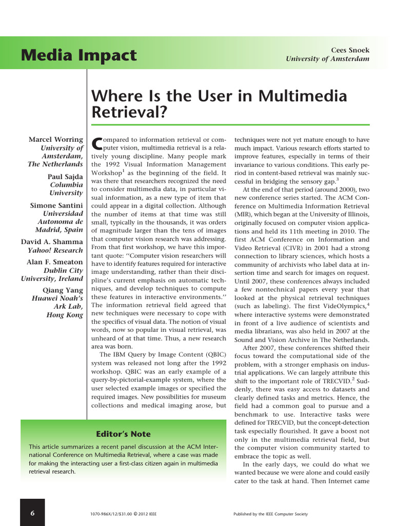 Where Is The User in Multimedia Retrieval | PDF | Information Retrieval ...
