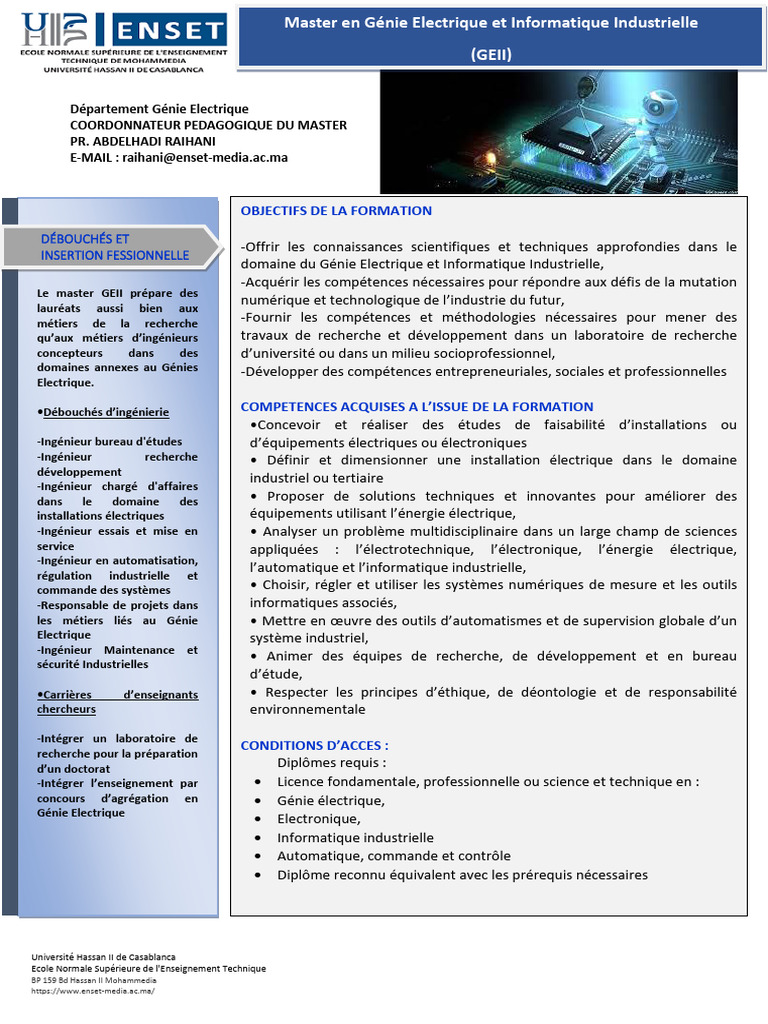 Master en Génie Électrique et Informatique | PDF | Électrotechnique ...