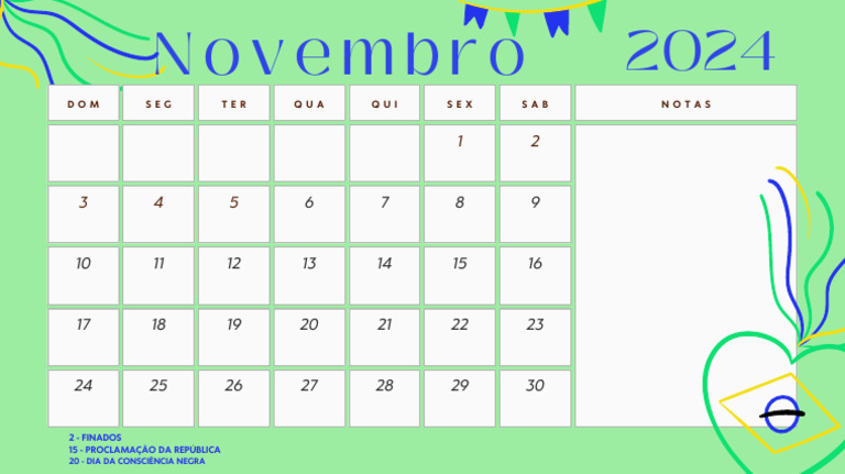 Calendário de Novembro 2024 | PDF