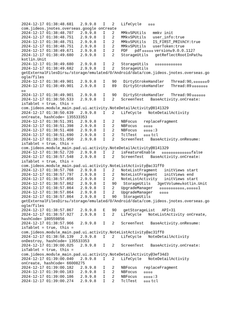 App Lifecycle and Storage Logs | PDF | Computer Programming | Software