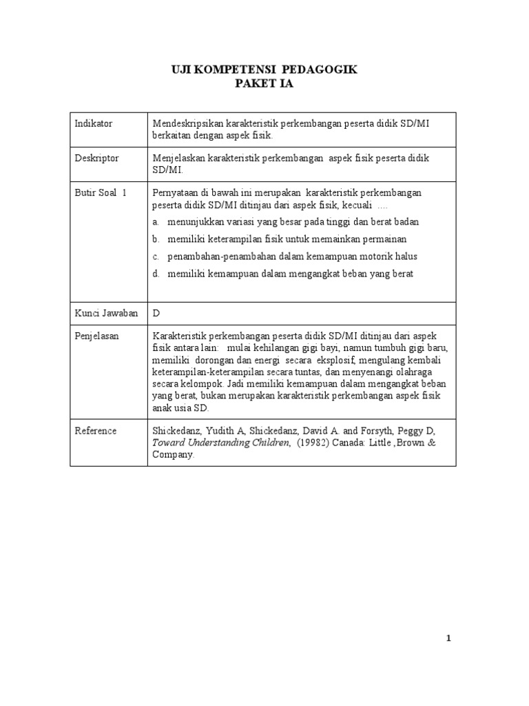 Contoh Soal Ujian Materi Pedagogik