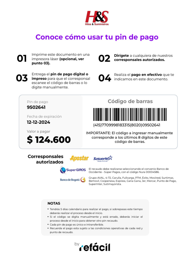 Conoce Cómo Usar Tu Pin de Pago | PDF