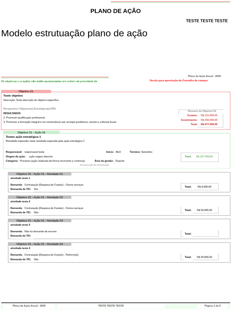 modelo de plano formato rtf | PDF | Despesa