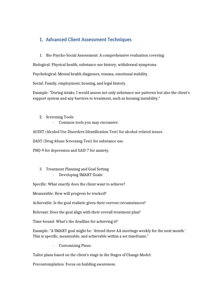 Advanced Techniques in Client Assessment | PDF | Substance Abuse ...
