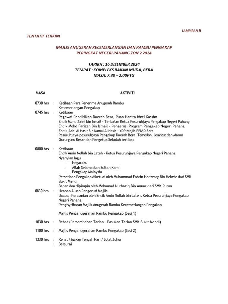 Tentatif Program - Terkini | PDF