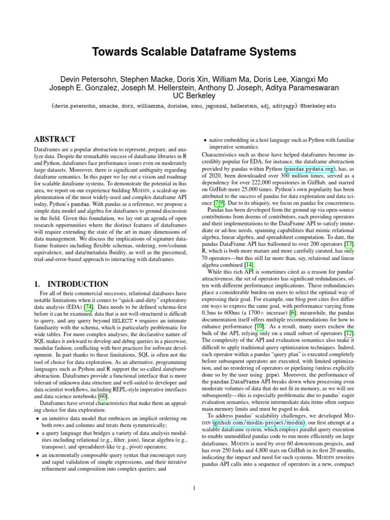 Towards Scalable Dataframe Systems | PDF | Matrix (Mathematics ...