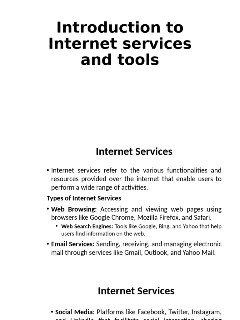Introduction to internet services and tools pdf networking