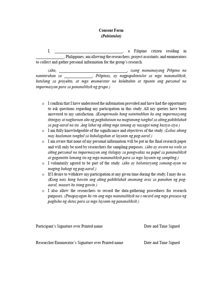 Informed Consent Form | PDF