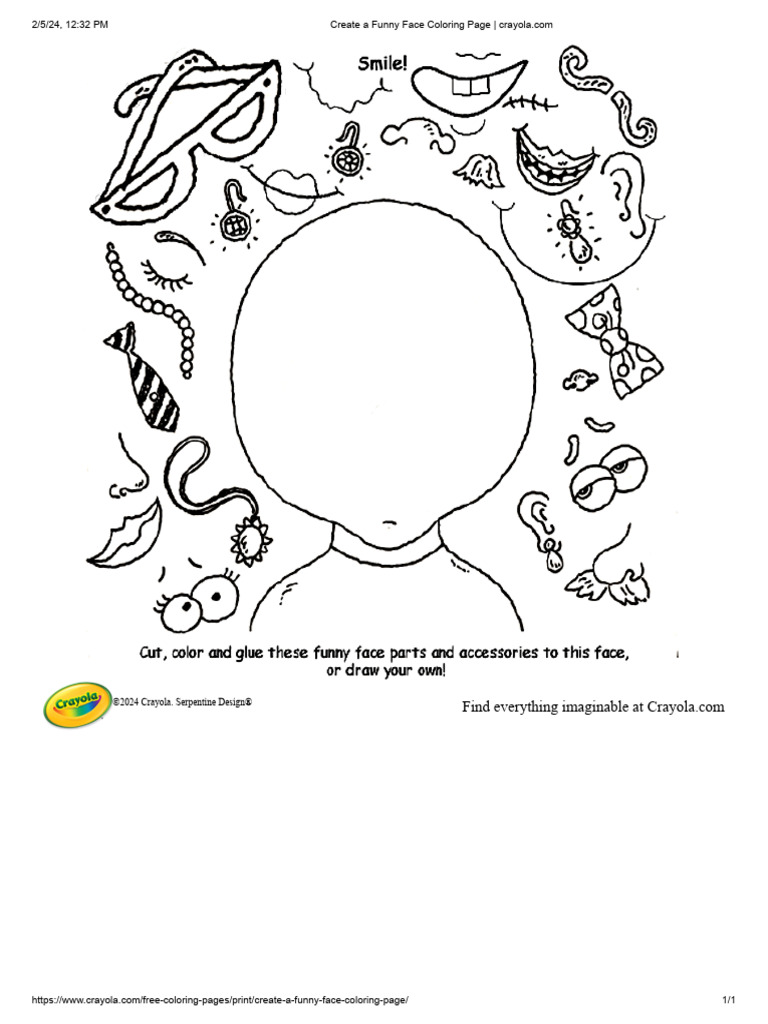 Create A Funny Face Coloring Page | PDF