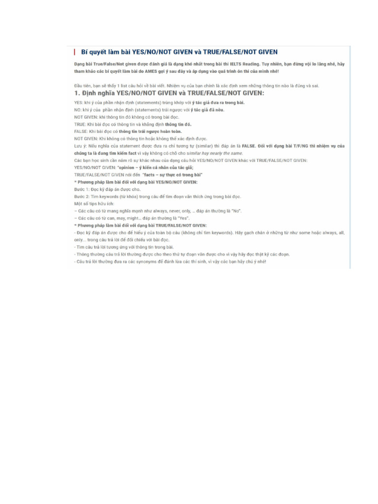 Yes No Not Given | PDF