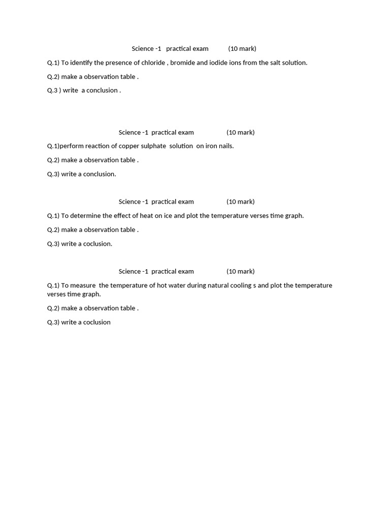 Science I Practical | PDF