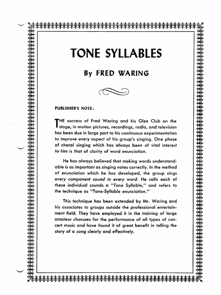 Tone Syllables - Fred Waring | PDF