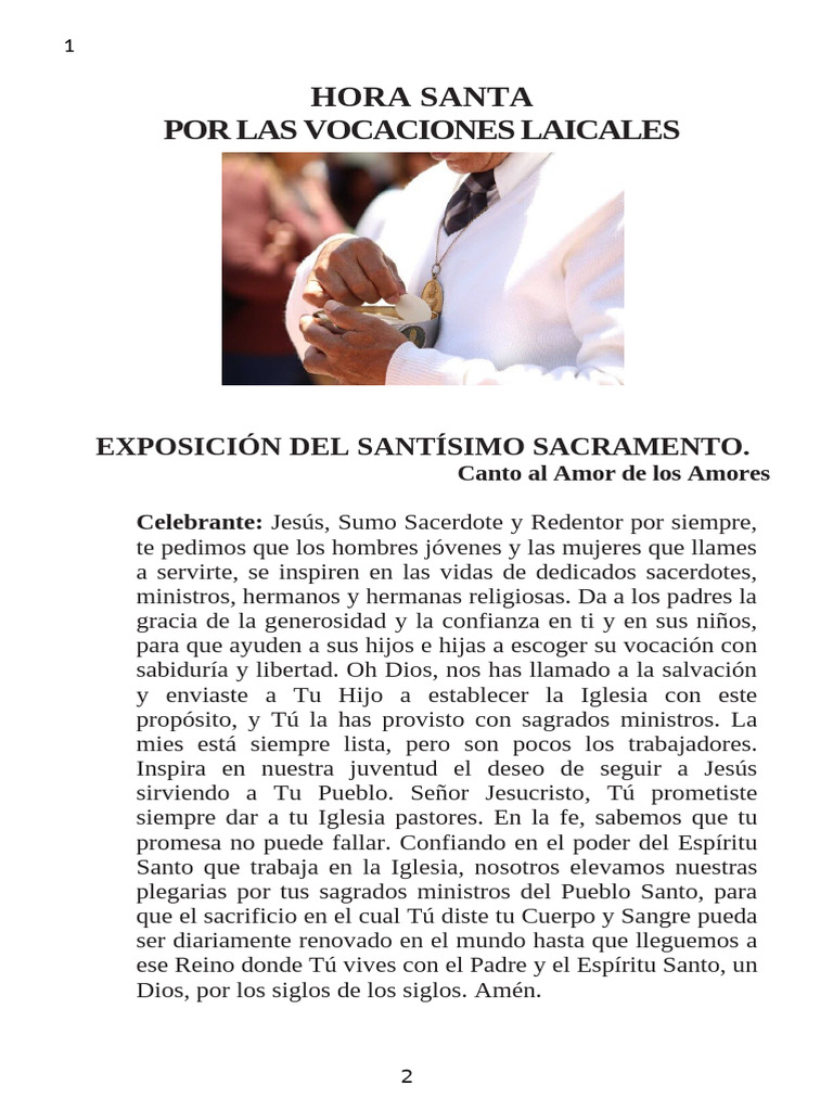 Hora Santa por Vocaciones Laicales | PDF | eucaristía | Cristo (título)