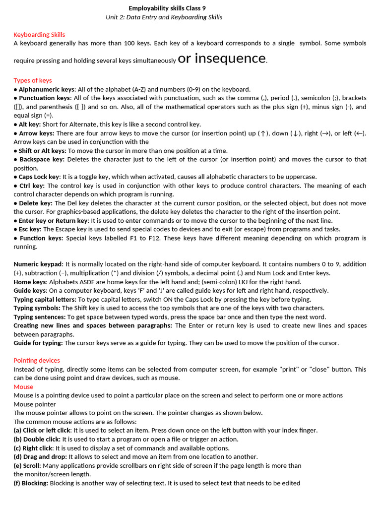 Data Entry and Keyboarding Skillsb | PDF | Computer Keyboard | Text