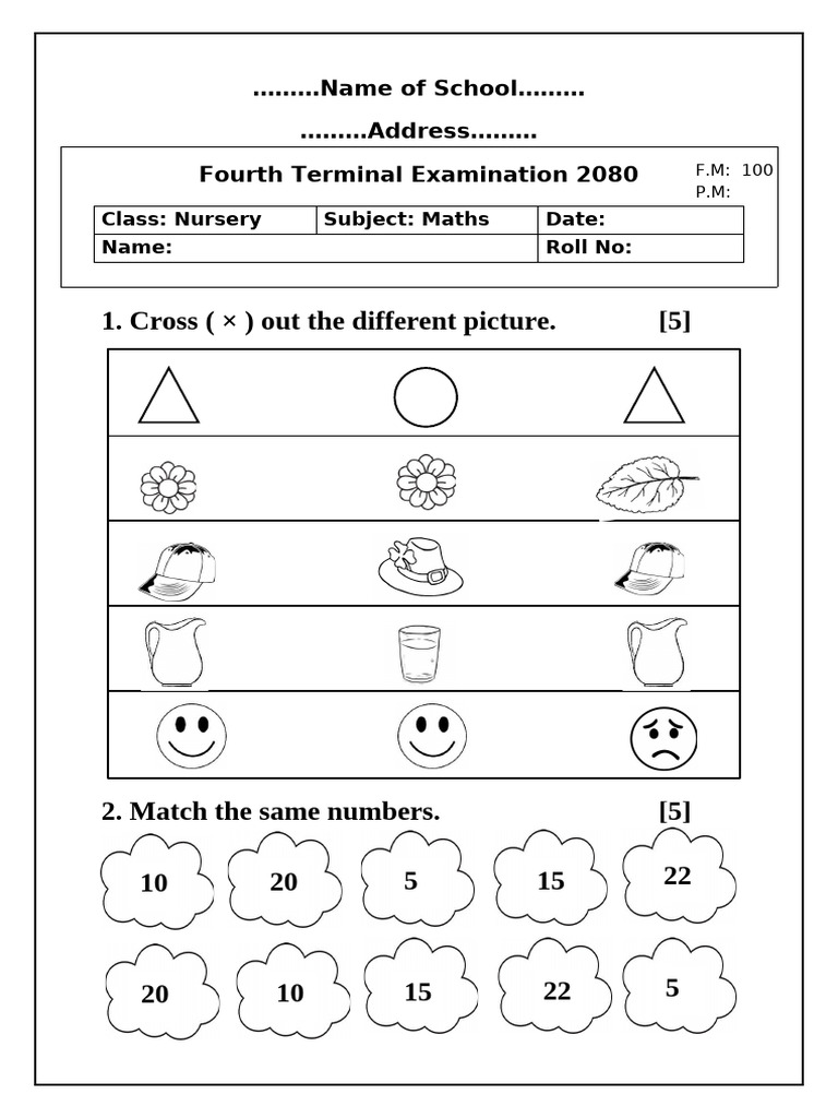 Nursery Math 4thterm 2080 | PDF