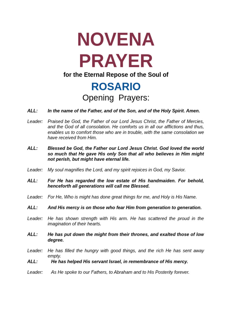 Novena Prayer For The Soul | PDF | God The Father | Lord's Prayer